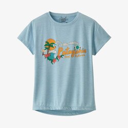 Patagonia Capilene Cool Daily TShirt Girls' in Palm Protest Jr Fin Blue